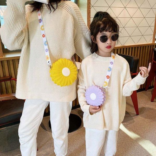 

new style cute daisy women's bags soft silicone shoulder bags cartoon fashion messenger crossbody female ribbon handbags