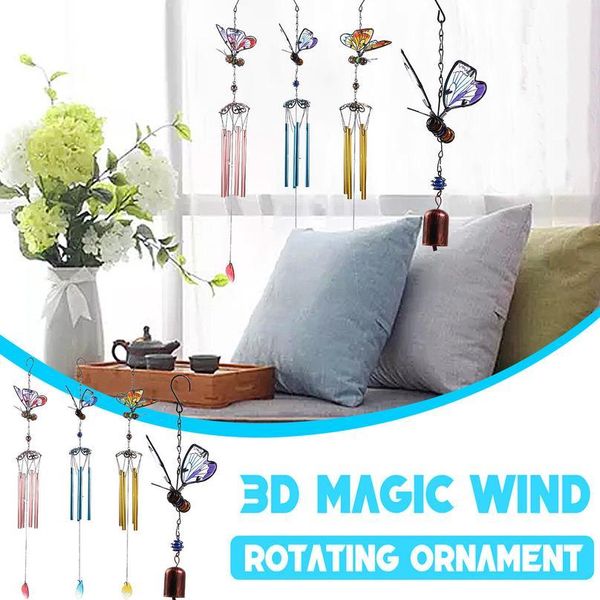 

1pc 3d butterfly wind chime iron diamond glass crafts three-nsional zakka creative metal glass painted ornament gard bbyokj