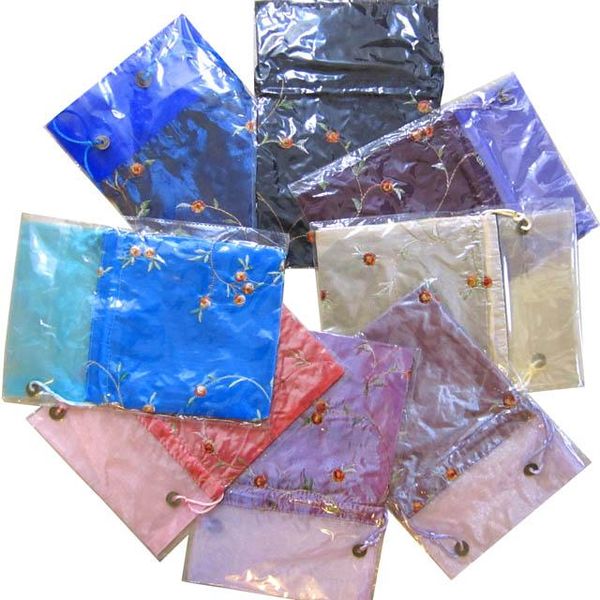 

50pcs embroidery fruit organza christmas gift pouches drawstring silk fabric wedding party favor bags empty lavender sachet