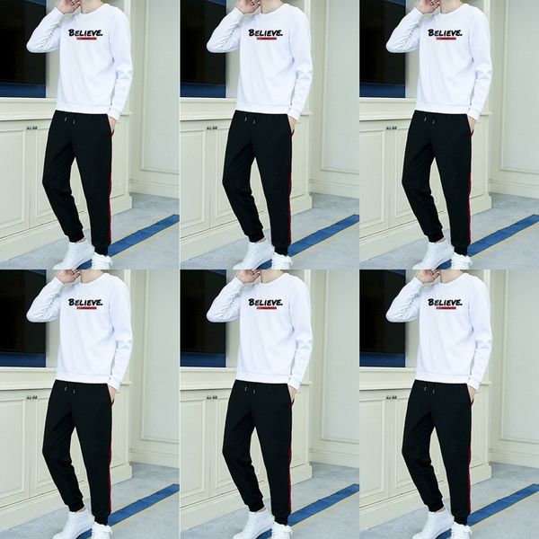 

ifqae sweater autumn thin fashion simple letter leisure sports 2020 suit men and women trend loose new sweatshirt collar round sweatshirt op, Black