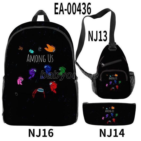 

3 piece set among us games backpack impostor teenager boys girls students scholol bags women men casual outdoor streetwear travel bag