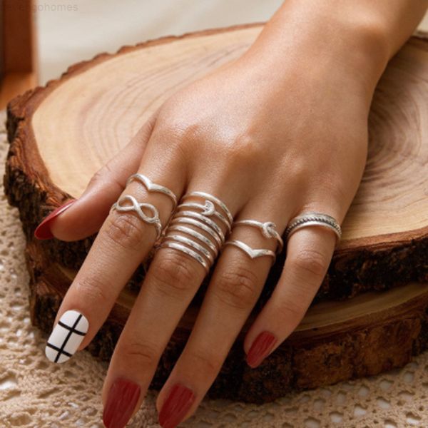 

silver 12 infinite knuckle factory/set vintage geometric pattern rings set party bohemian jewelry for women girl