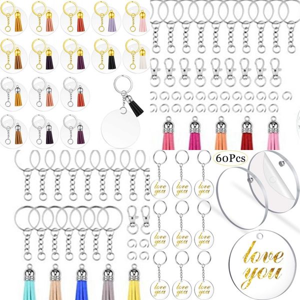 

creative keyring 5cm blank disc with suede tassel vinyl keyrings available monogrammed clear acrylic disc tassel keychain christ 104 k2