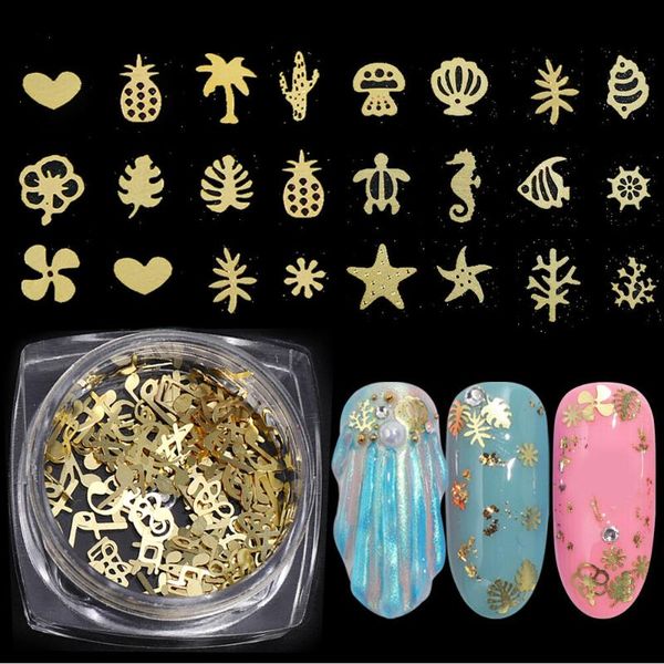 

nail art decorations gold leaf snowflake moon metal slices flower diy decoration hollow flakes manicure tips accessories designs, Silver;gold