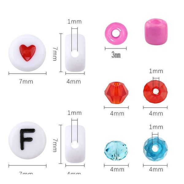 

m/4mm jewelry beads set glass seed beads acrylic letter beads fit diy jewelry making bracelet necklace accessories 500 jllpee, Black;white