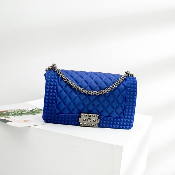 

2020 new fashion chain rivet shoulder messenger bags women pvc handbags casual diamond lattice crossbody bags sac a main