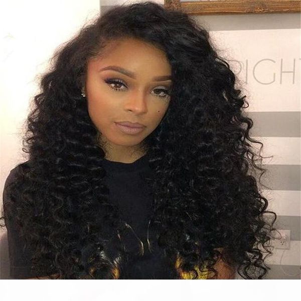 

full lace human hair wigs for black women 7a brazilian hair loose curly wave glueless lace front human hair wigs, Black;brown
