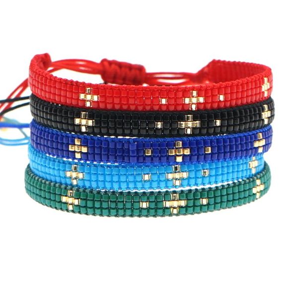 

go2boho cross bracelets christian jewelry gift miyuki women bracelet men handmade woven pulseras 2021 fashion jewellery, Black