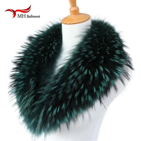 

scarves winter coat fashion sapphire real fur collar raccoons fluffy warm shawl autumn long style designer women, Blue;gray