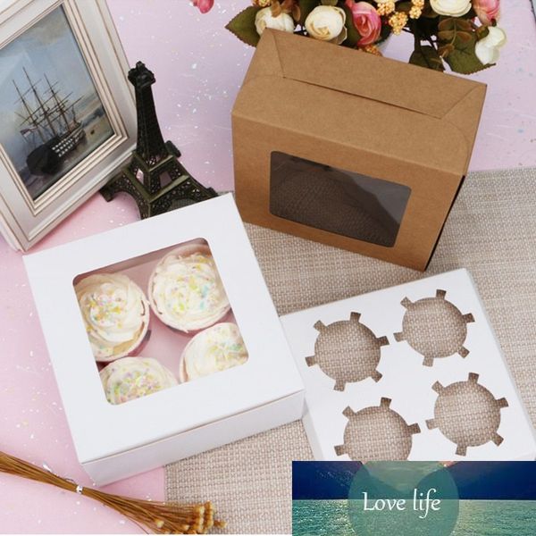 5 pezzi di carta kraft scatola di imballaggio per cupcake con finestra cartone torta muffin biscotti scatola di caramelle festa di nozze compleanno bomboniere 4 dimensioni