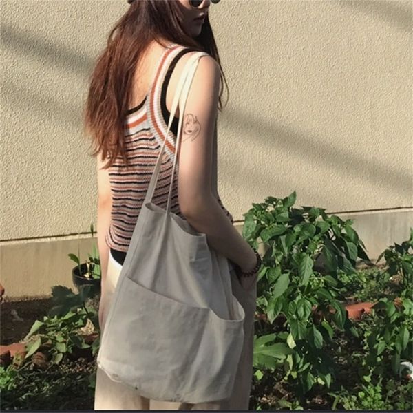 

women ladies one shoulder eco shopping bag daily use foldable canvas totes large capacity y201224