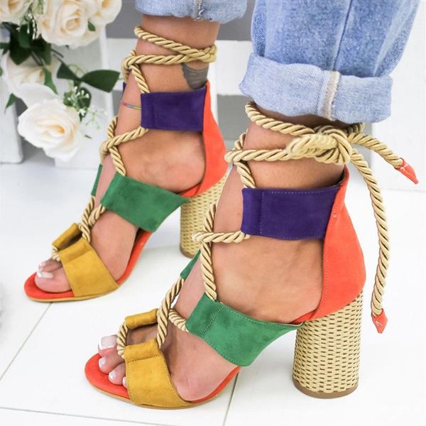 

women sandals lace up summer shoes woman heels sandals pointed fish mouth gladiator woman pumps rope high heels, Black
