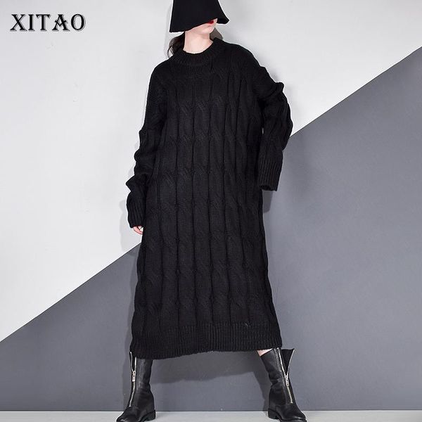 

xitao knitted sweater fashion new full sleeve goddess casual style 2021 spring autumn elegant minority loose sweater zy1583, Black;gray