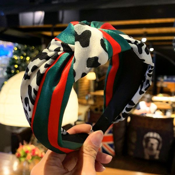 

knot headbands for women - cloth art hair hoop flowers cloth wide edge printing hair hoop headband female hair ornaments, Silver