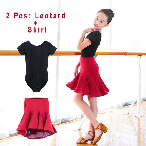 

new girls salsa tango rumba latin dance dress kids child ballroom dancing dresses red cocktail mermaid skirt1, Black;red
