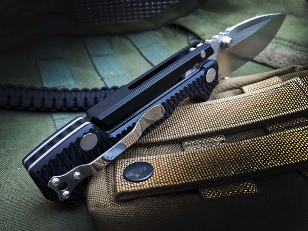 Promozione OEM AD-15 Coltello chiudibile tattico di sopravvivenza S35VN Drop Point Lama satinata nera G10 T6061 Manico in alluminio