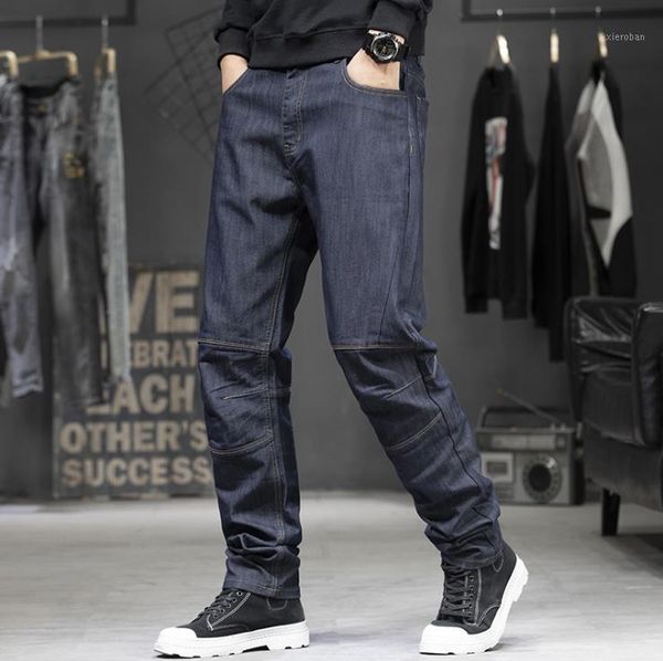 

men's straight jeans loose mens hiphop baggy denim cargo pants leisure fat men clothing jean trousers plus size 44 mens bottoms1, Blue