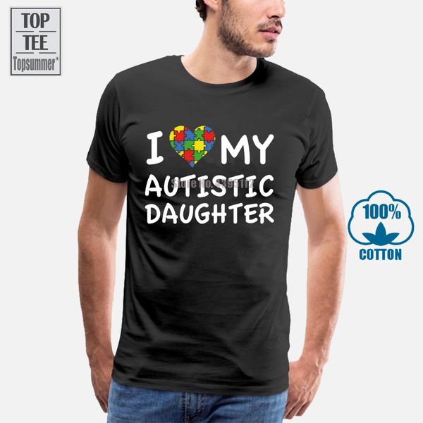 

sport 2018 fashion t shirt 100% cotton love my autistic daughter new 2018 summer casual tee shirt printing