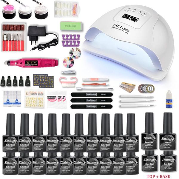 

nail art kits set with uv led lamp manicure tools kit 20&10 color gel varnish and 15000rpm drill machine