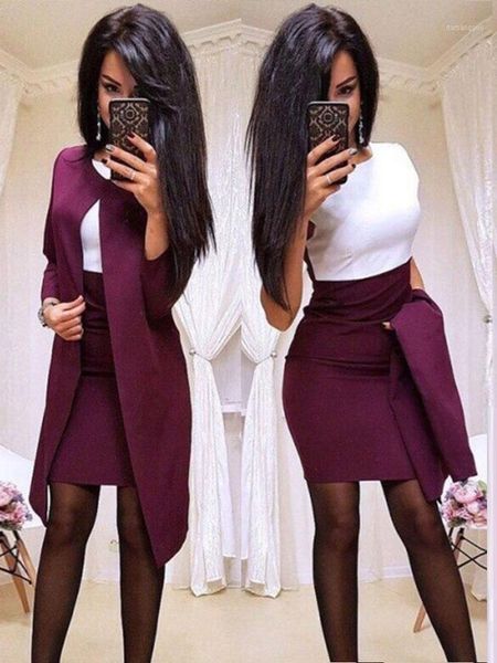 

office lady formal dress 2019 new suits business wear women long blazer jacket sheath dress 2 piece women's sets1, White