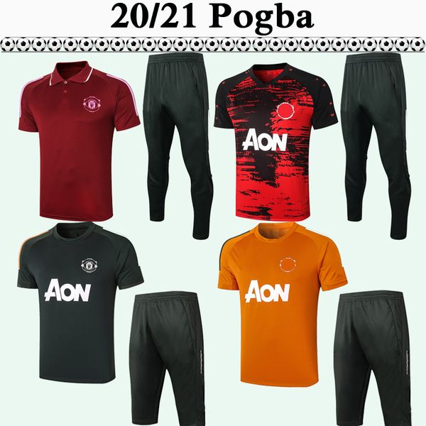 

20 21 pogba polo mens soccer jerseys kit rashford martial lingard matic james cavani orange purple football shirt short sleeve pant set, Black