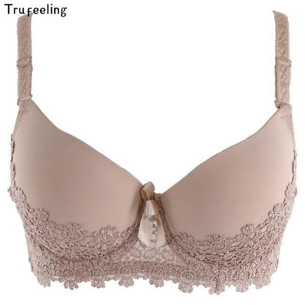

trufeeling floral lace embroidery bras for women padded push up brassiere underwear b c cup plus size 85 90 95 1001, Red;black
