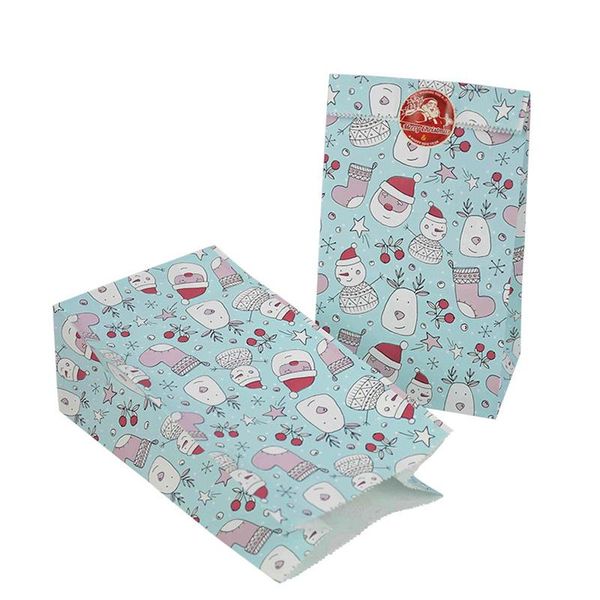 

12pcs рождественский подарок сумка крафт бумаги конфеты печенье мешок с наклейки елка упаковки пищевых продуктов сумки xmas birthday party d