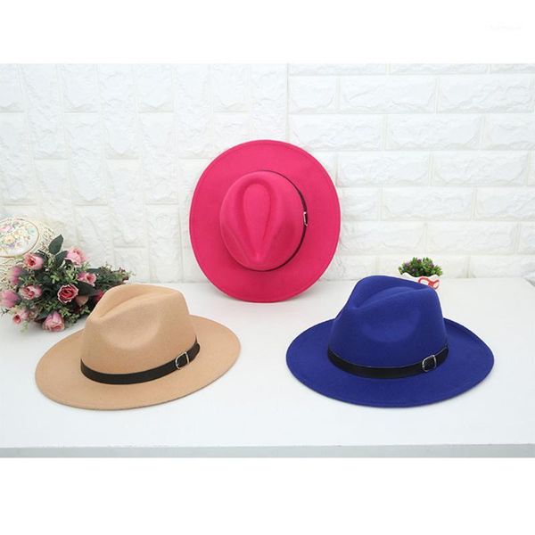 

2021 new fashion men fedoras women's fashion jazz hat summer spring black woolen blend cap outdoor casual hat red1, Blue;gray