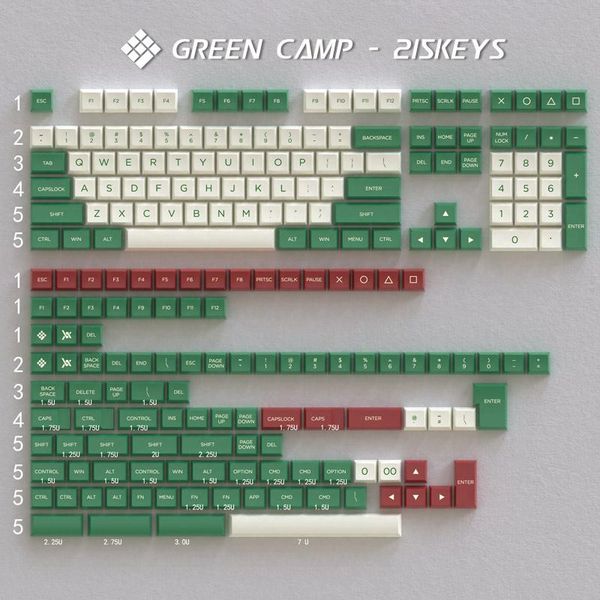 

osa keycap pbt material green camp color matching 215 key two-color molding process