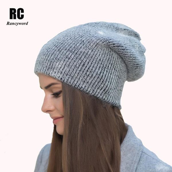 

beanie/skull caps [rancyword] 2021 autumn winter beanies hats for women knitting warm wool skullies ladise hat pompom gorros rc1222, Blue;gray