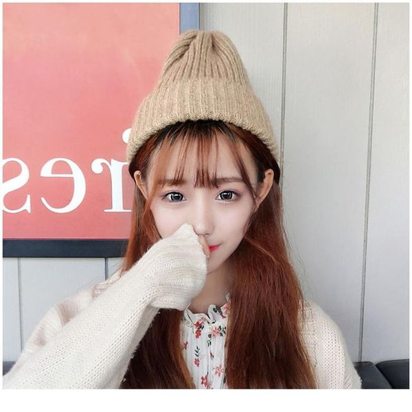 

new candy colors winter hat women knitted hat warm soft trendy hat kpop style wool beanie elegant a qylocz