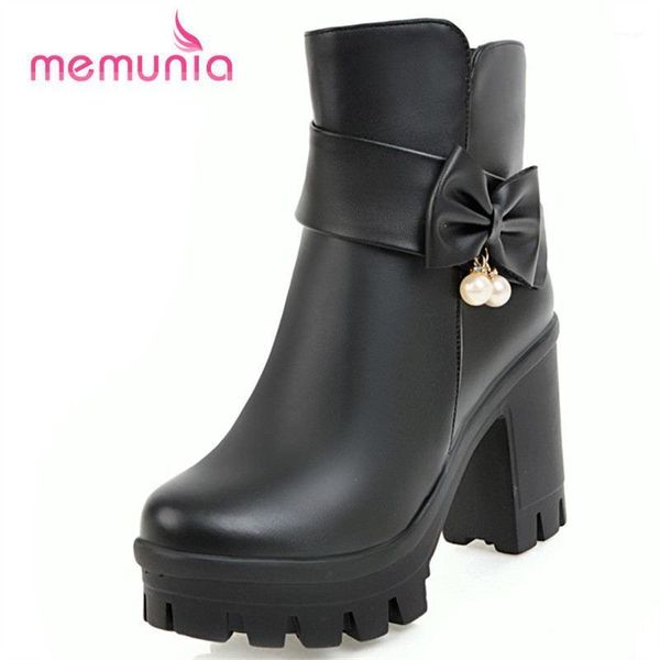 

boots memunia arrive 2021 super high heel autumn winter ankle for women quality pu leather size 33-441, Black