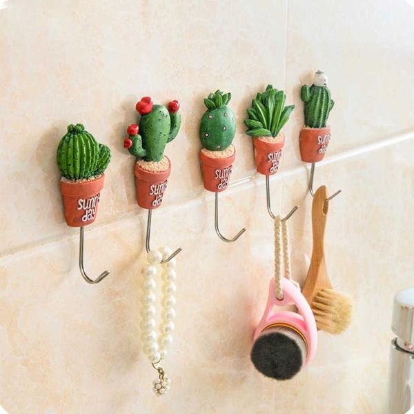 

hooks & rails artificial cactus decorative wall hook hanger coat towel keys bags kitchen bathroom home decoration