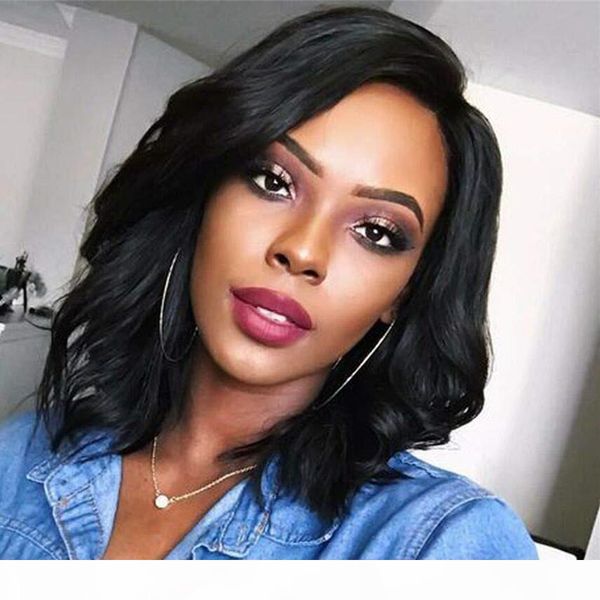 

full lace wigs pre plucked bleached knots 130% density deep part short bob virgin human hair tangle-no shedding for black women 1bcolor, Black;brown
