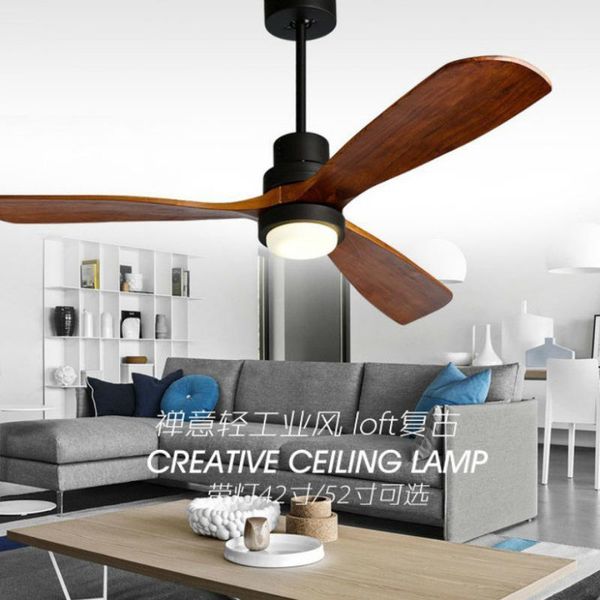 

american retro ceiling fan light nordic modern dinning room bedroom living room cafe solid wood fan lamp1
