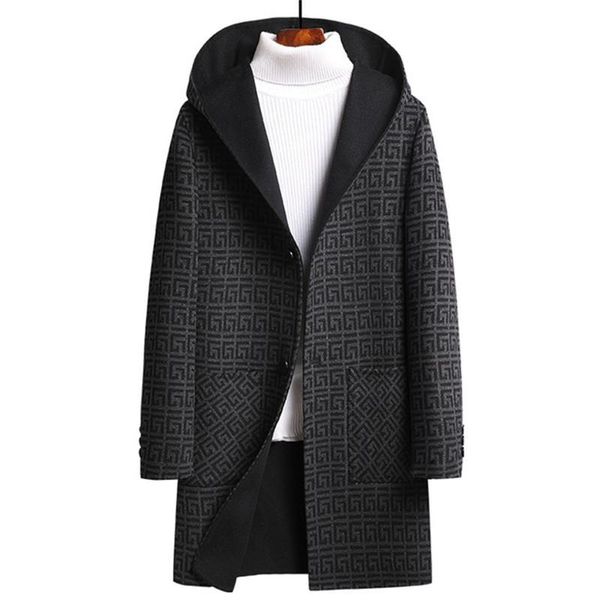 

new brand winter double side 50% wool men thick coats male fashion wool blend outerwear casual jacket, Black