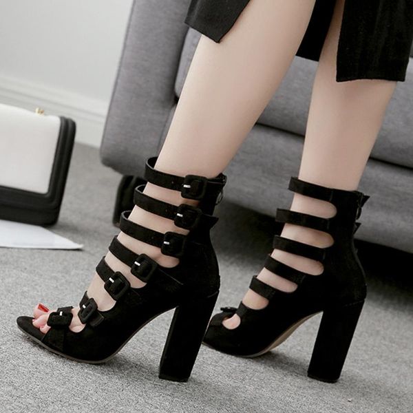 

sandals hollow style female stiletto high heel fish mouth ladies single shoes fashion women summer, Black