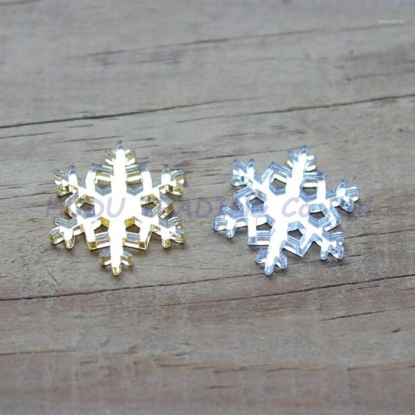 

christmas decorations (2colors,60pcs/lot) 20mm acrylic snowflakes ornaments accessories gold mirror, silver mirror laser cutout 0.8" -a