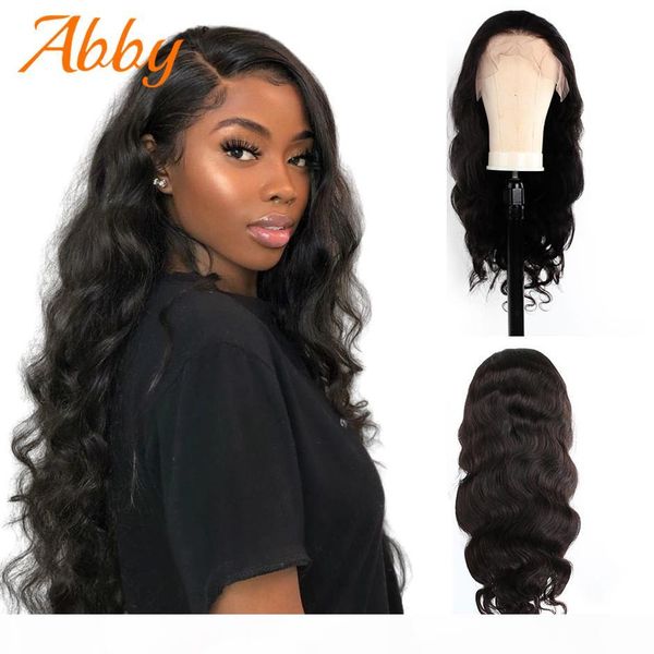 

body wave 360 lace frontal human hair wigs abby hair malaysian 150% density preplucked lace wig natural hairline with baby hair, Black