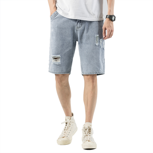 

dee moonly summer new men's stretch short jeans fashion casual slim fit elastic denim shorts male brand clothes, White;black
