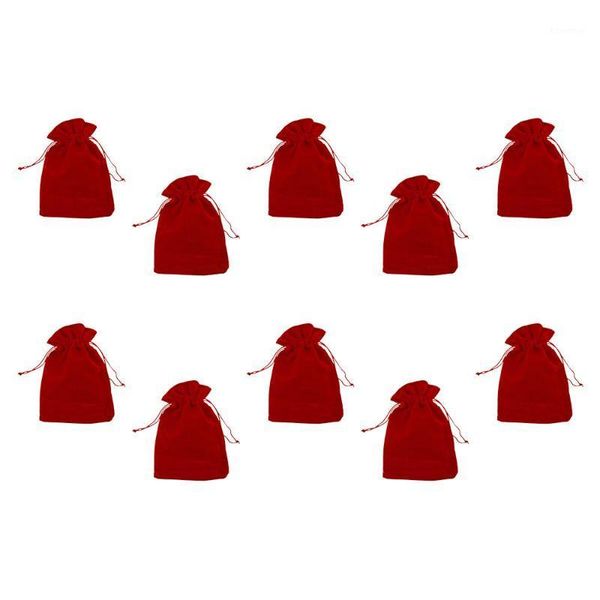 

10pcs red drawstring velvet pouch cloth jewelry drawstring packing gift bags wedding party decoration1
