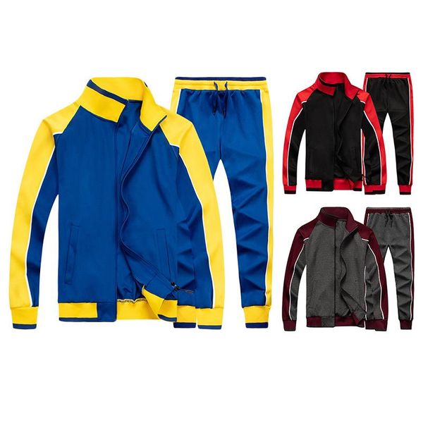 

running sets fashion sweat suits men 2021 side striped tracksuit sweatshirts sweatpants sport set spring autumn jogger for, Black;blue