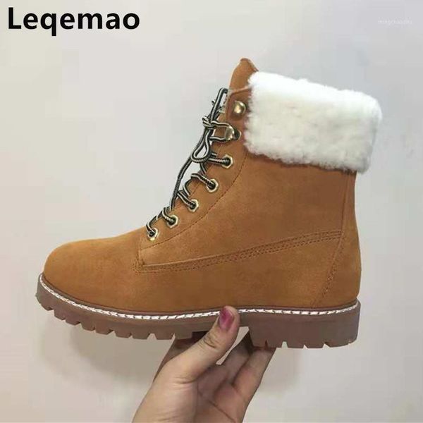 

boots fashion women ankle suede leather woman shoes round toe rubber winter flats warm wool fur snow boots1, Black