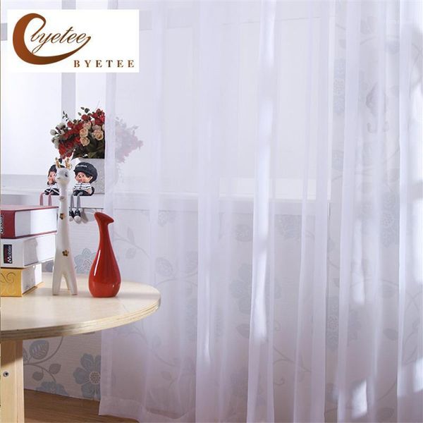 

curtain & drapes [byetee] white kitchen door tulle organza yarn curtains doors for living room gauze window fabrics voile1
