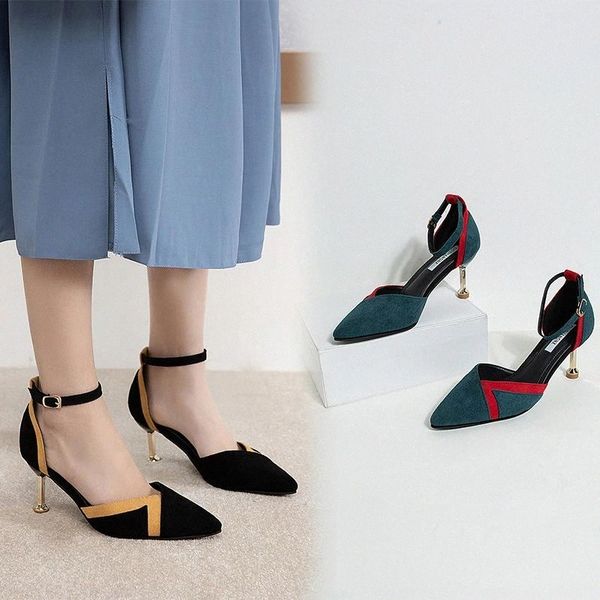 

2021 new suede thin heels shallow pointed toe wedding party fashion ladies high heels women shoes zapatos mujer #eq3x