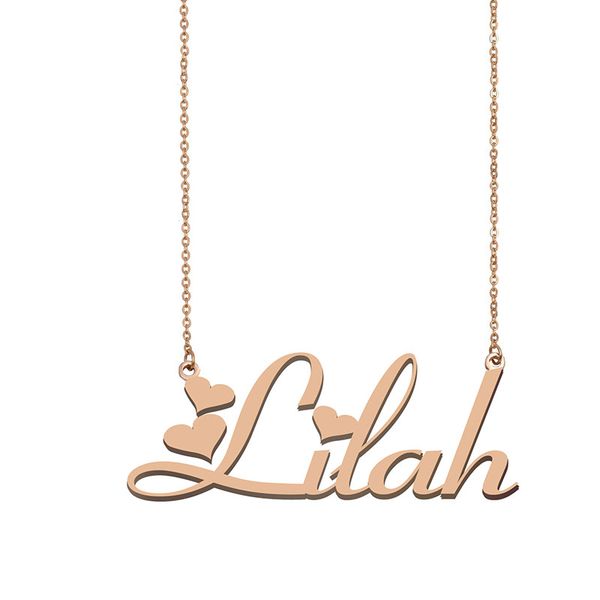 

lilah name necklaces pendant custom personalized for women girls children friends mothers gifts 18k gold plated stainless steel, Silver