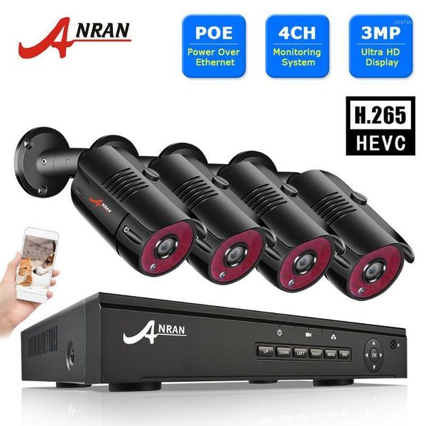

3mp cctv system 4ch poe surveillance system ip cameras kits night vision camera kit outdoor video surveillance anran1