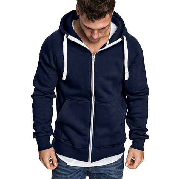 

2021 winter fleece jacket men mens pure color zipper outdoors sports pullover long sleeve hooded sweatshirt blouse, Black;brown