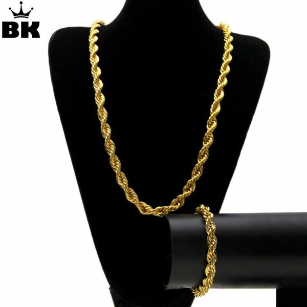 

gold silver color 6mm/ 1cm rope chain set for men and women gold punk necklace