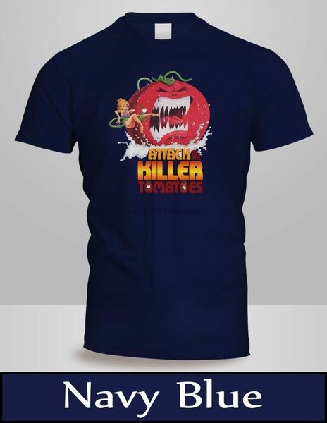 

attack of the killer tomatoes - movie poster t-shirt mens navy blue shirt sport hooded sweatshirt hoodie
